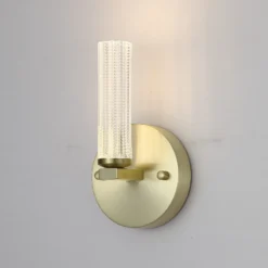 Aplique LED para baño Aberdeen, altura 24 cm, metal color latón