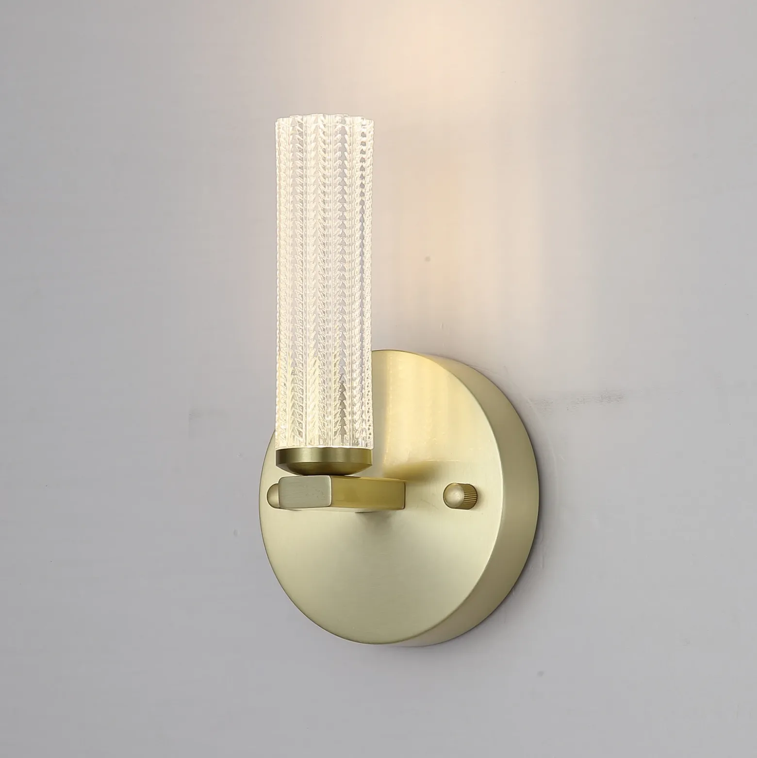 Aplique LED para baño Aberdeen, altura 24 cm, metal color latón