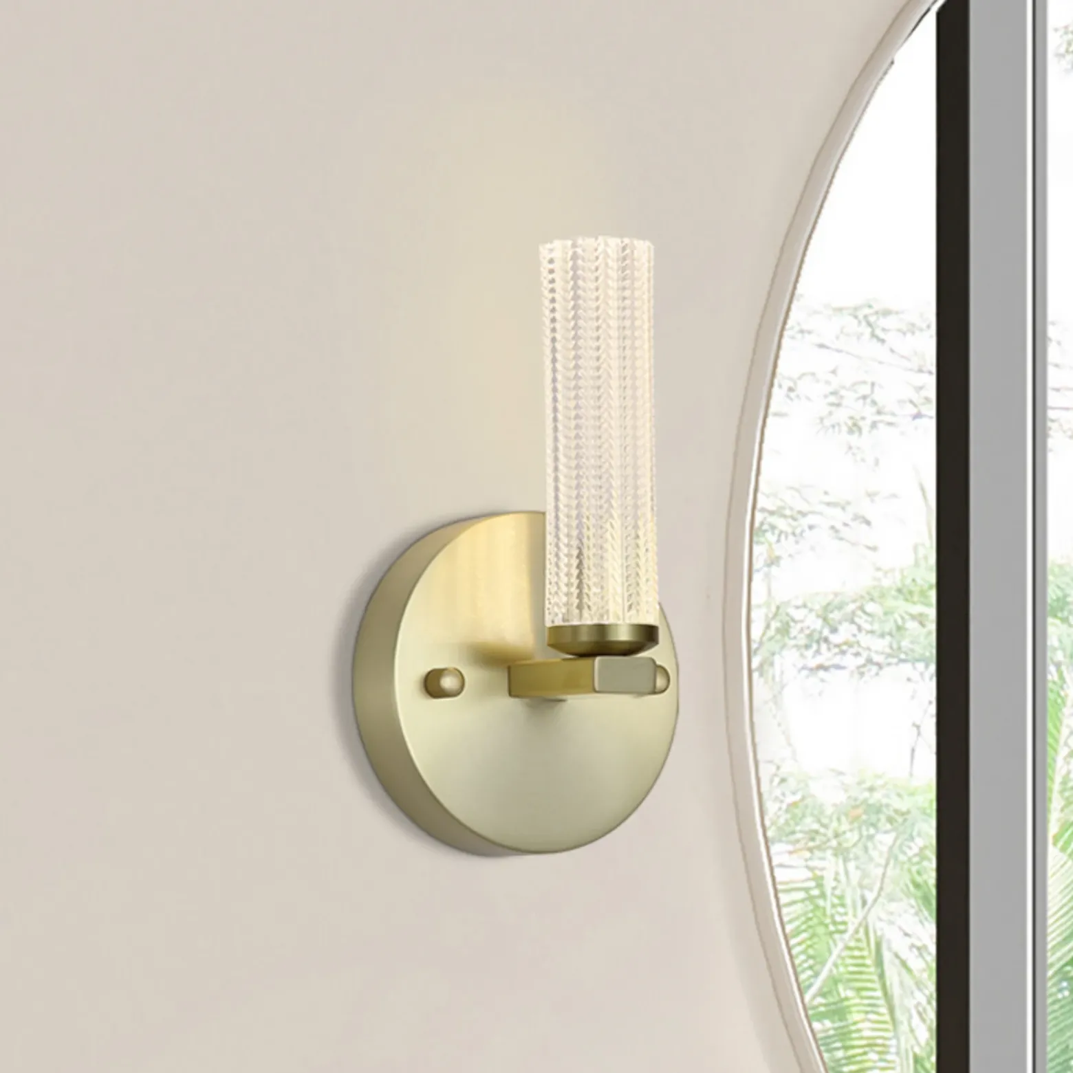 Aplique LED para baño Aberdeen, altura 24 cm, metal color latón
