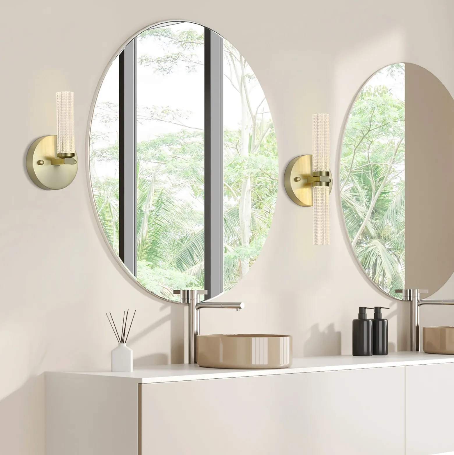 Aplique LED para baño Aberdeen, altura 24 cm, metal color latón