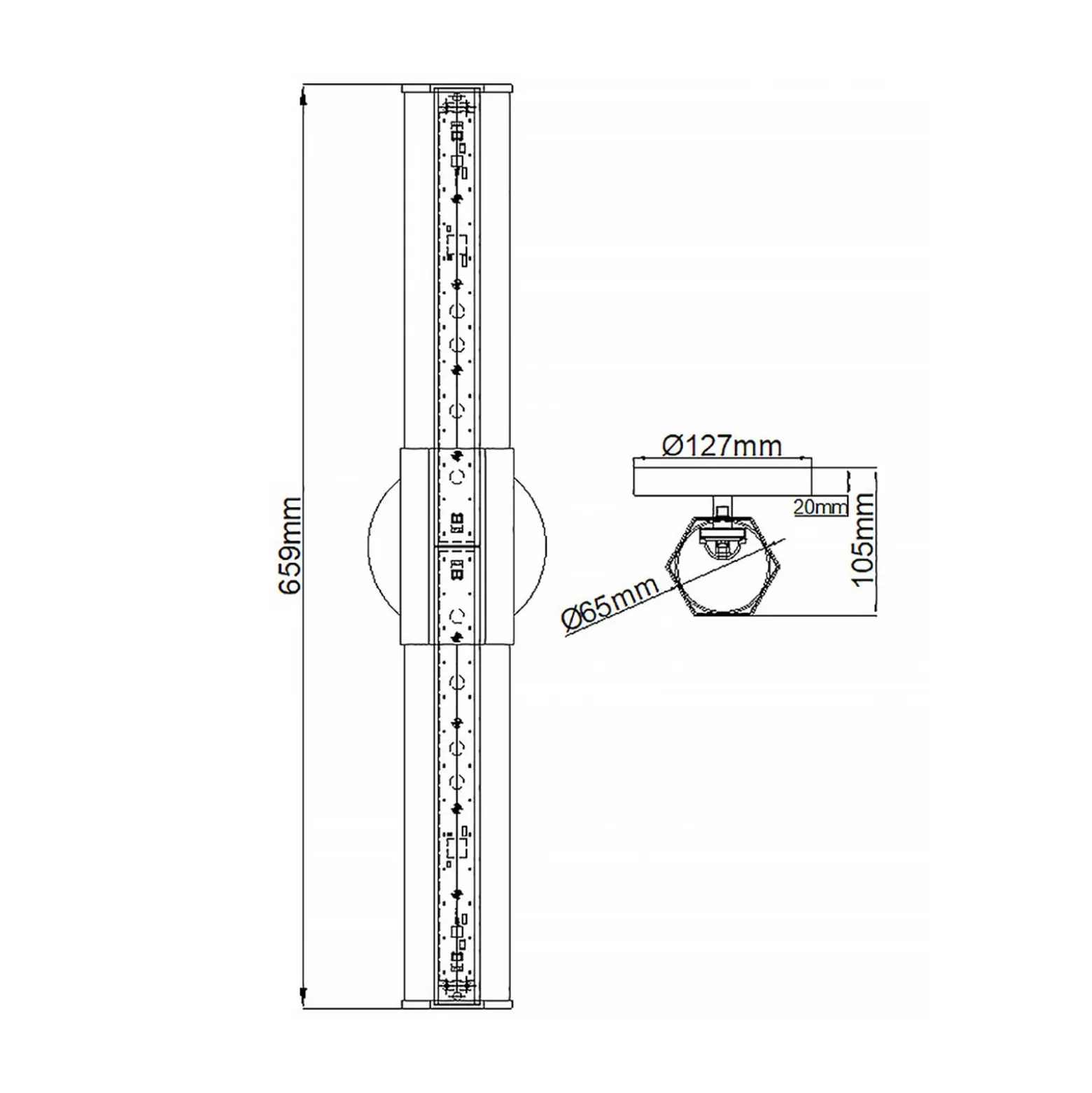 Aplique LED para baño Facet Dual, latón, 2 luces, ancho 66 cm