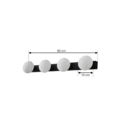 Aplique LED para baño Lucande Myrra, negro, cristal, 60 cm, IP44