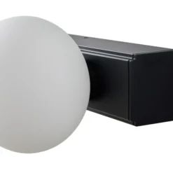 Aplique LED para baño Lucande Myrra, negro, cristal, 60 cm, IP44