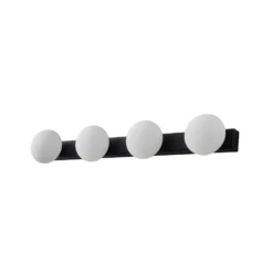 Aplique LED para baño Lucande Myrra, negro, cristal, 60 cm, IP44