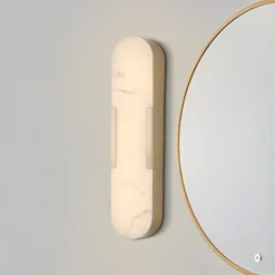 Aplique LED para baño Opaline Altura 50 cm Color dorado Metal/resina