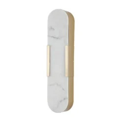 Aplique LED para baño Opaline Altura 50 cm Color dorado Metal/resina