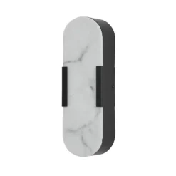 Aplique LED para baño Opaline, altura 35 cm, negro, metal/resina