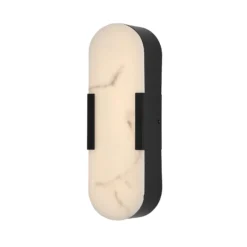 Aplique LED para baño Opaline, altura 35 cm, negro, metal/resina