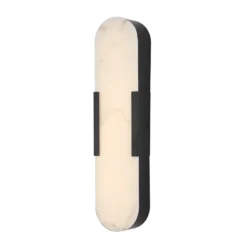 Aplique LED para baño Opaline, altura 50 cm, negro, metal/resina