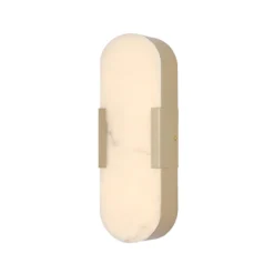 Aplique LED para baño Opaline Altura 35 cm Color dorado Metal/resina