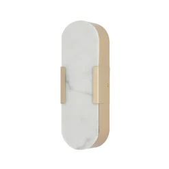 Aplique LED para baño Opaline Altura 35 cm Color dorado Metal/resina