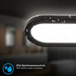 Aplique LED para baño Pil, negro, ancho 35 cm, plástico