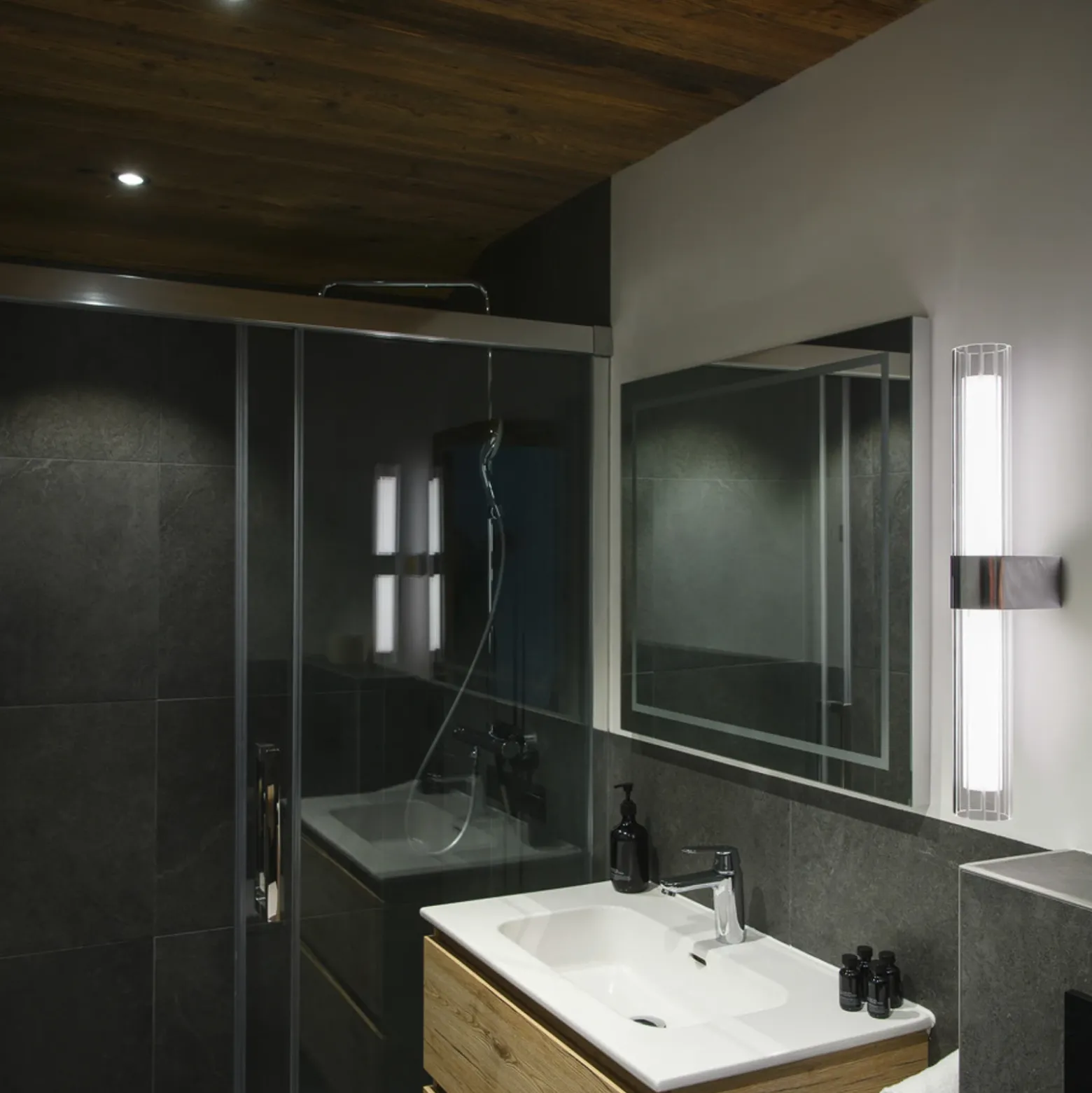 Aplique LED para baño SLV Lygant double, cromada, aluminio