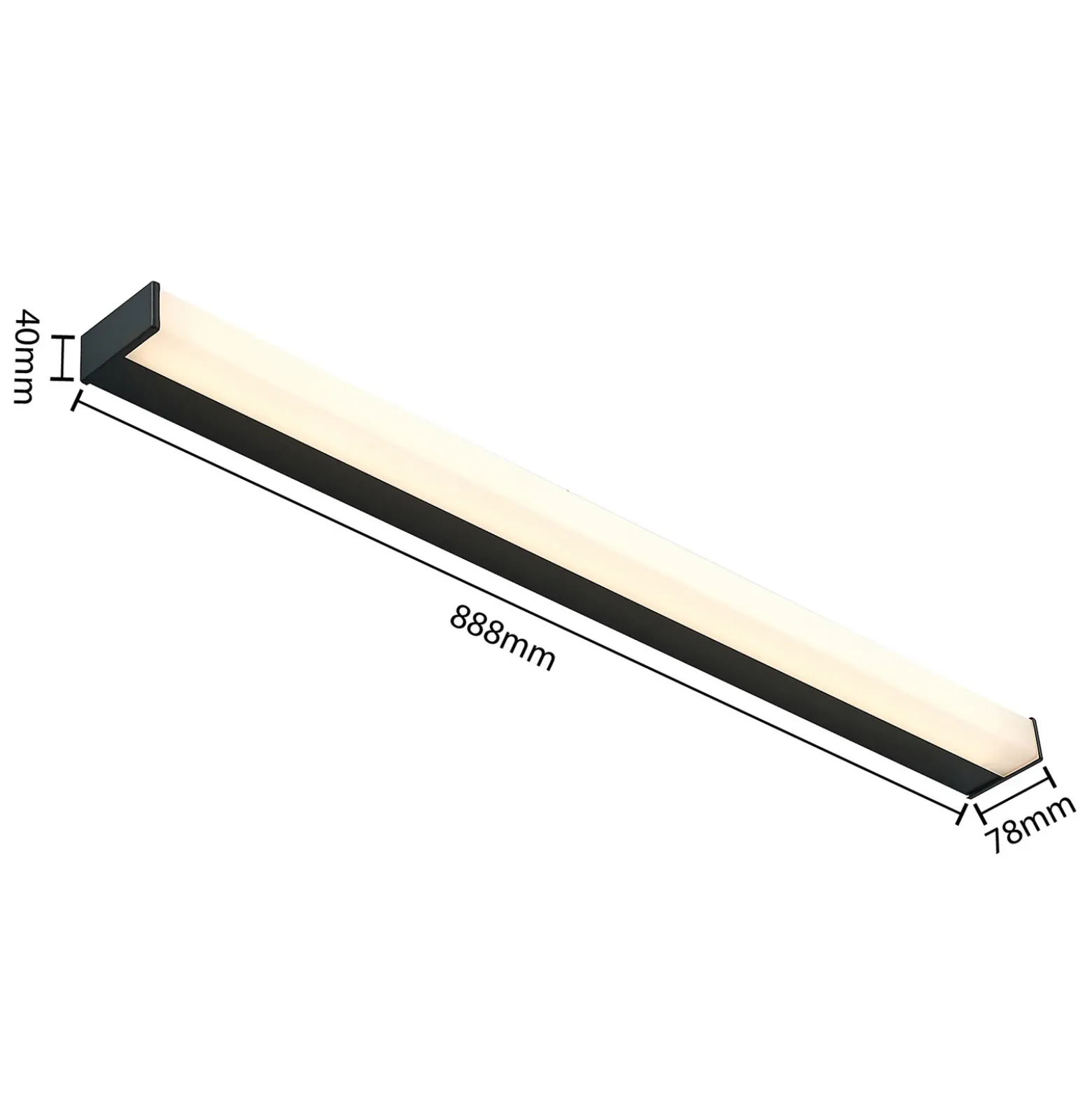 Aplique LED para baño Ulisan de Lindby, 89 cm, negro, angular