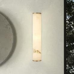 Aplique LED para baño Wales, dorada/marmolada, 35 cm, acero/resina
