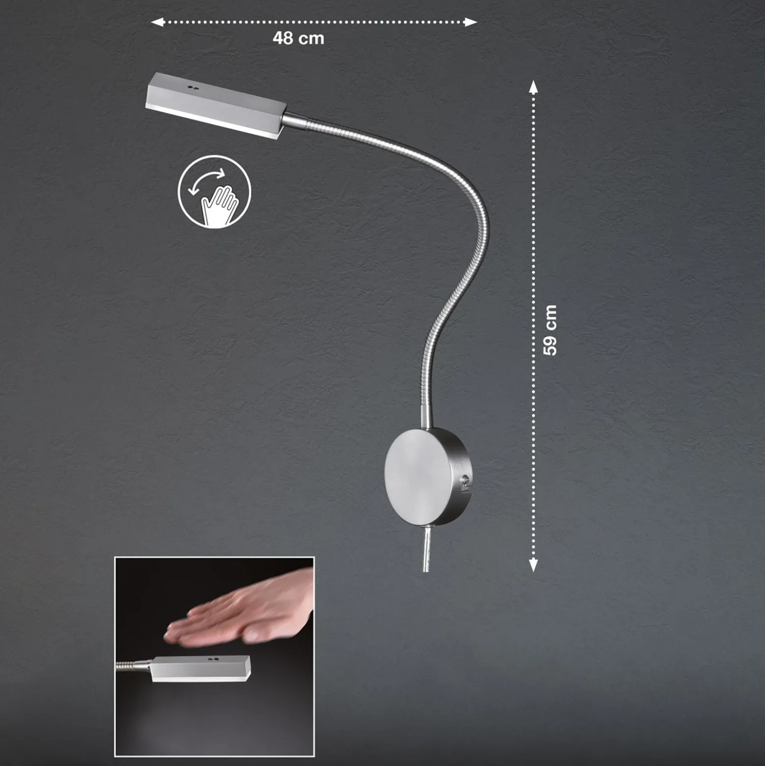 Aplique LED Raik fácilmente atenuable con enchufe