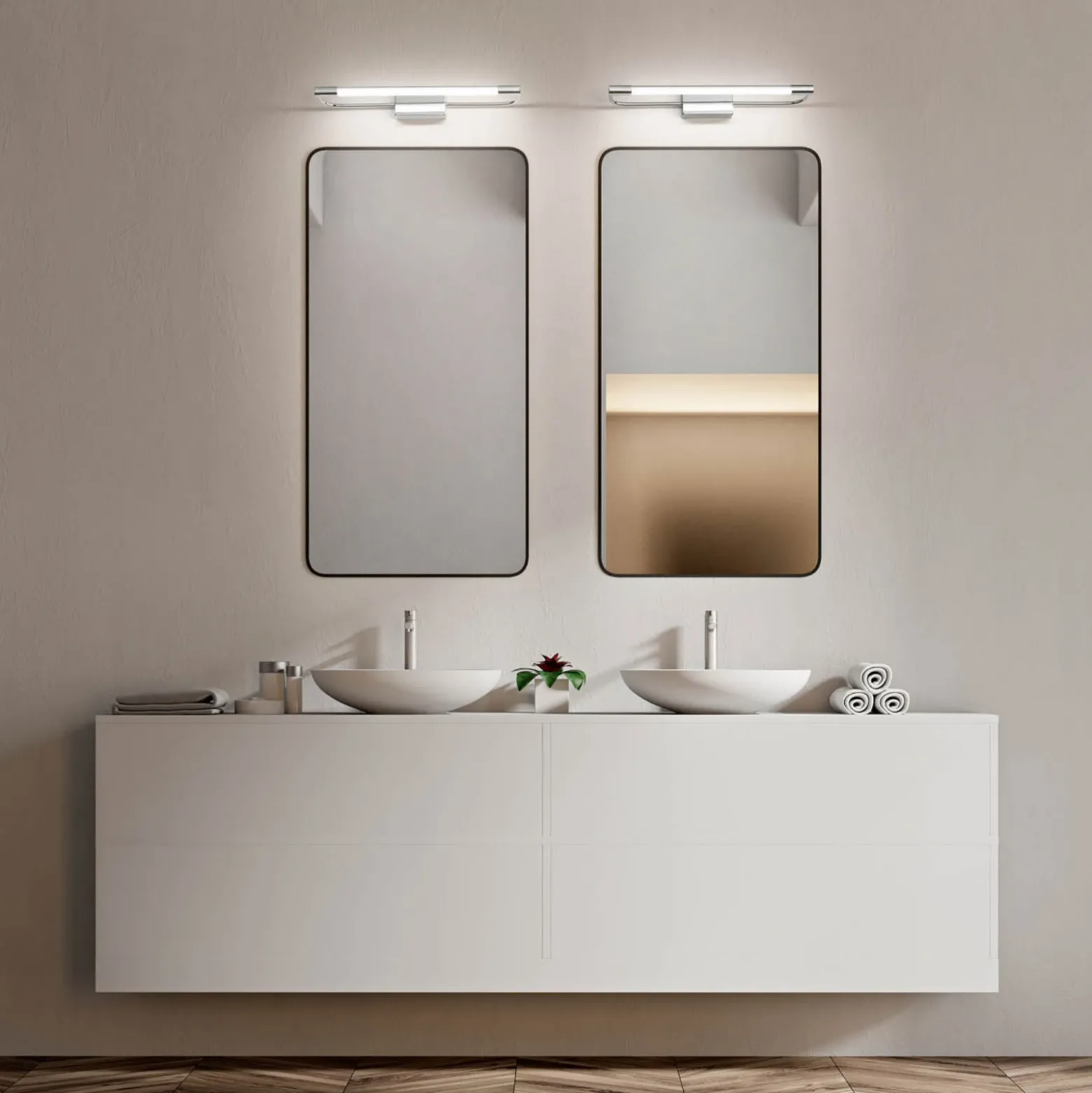 Aplique LED Rapallo, cromo, IP 44, 60 cm