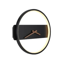 Aplique LED Sussy con reloj, negro, anchura 32 cm