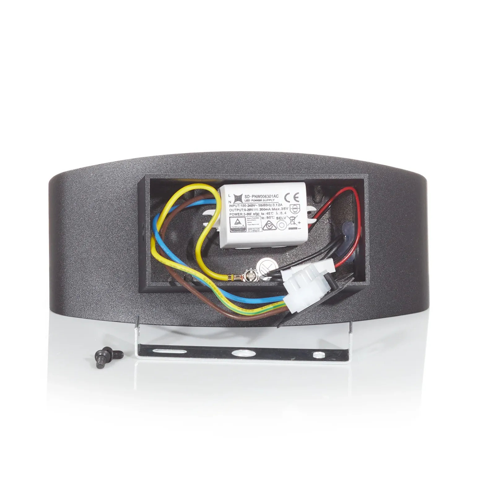 Aplique LED Trame, forma ovalada en negro