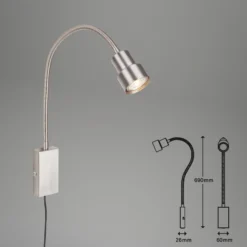 Aplique LED Tusi con brazo flexible, níquel