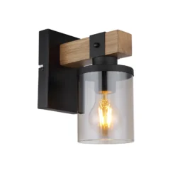Aplique Lila soporte de madera y pantalla vidrio