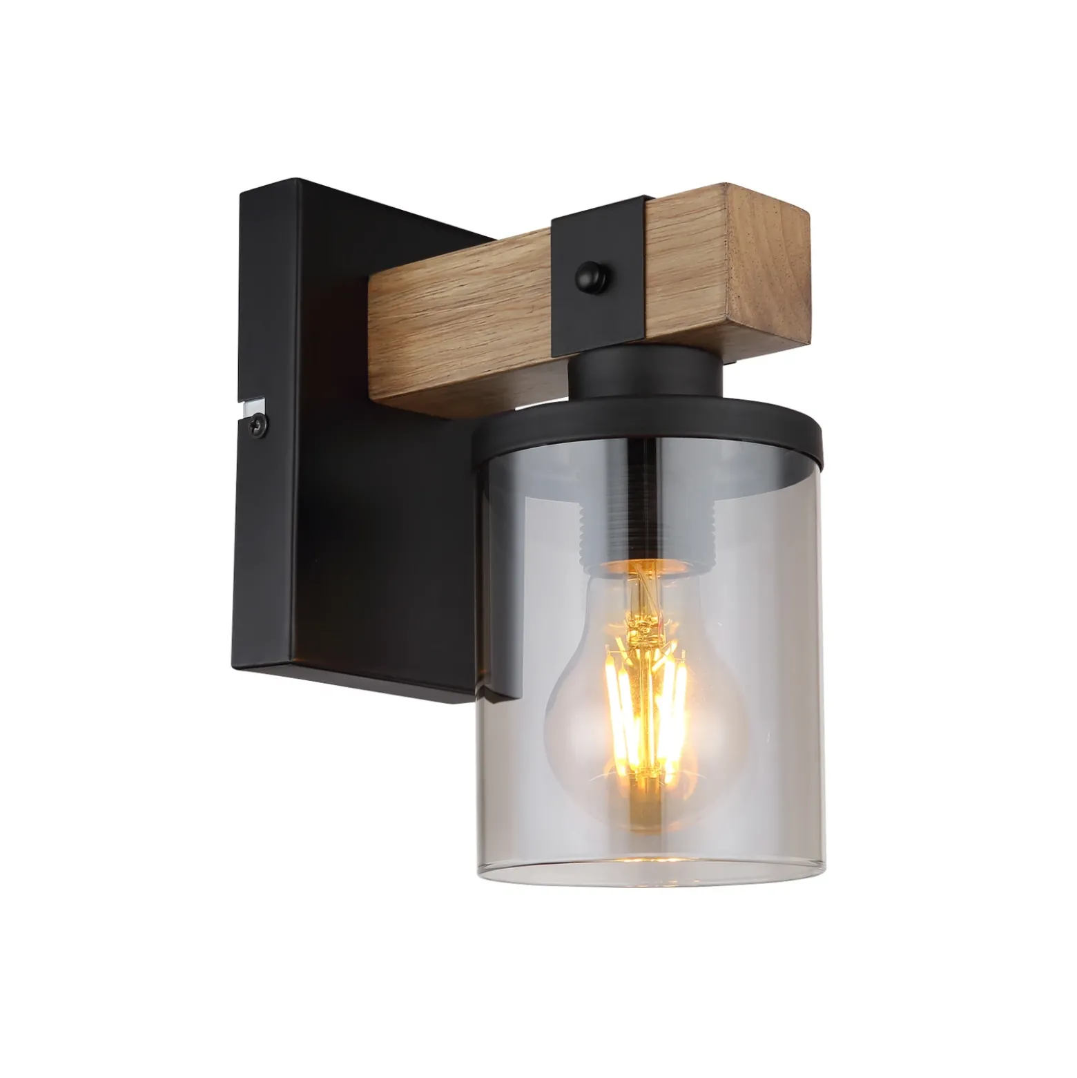 Aplique Lila soporte de madera y pantalla vidrio
