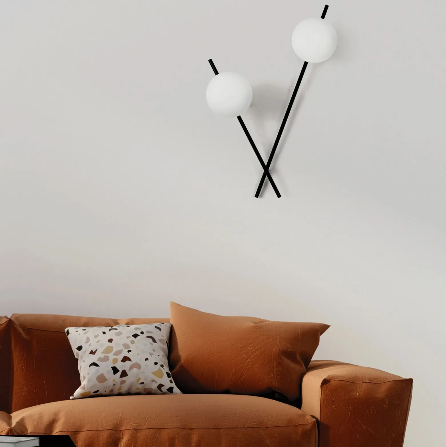 Aplique Mikado, vidrio esmerilado, 2 luces