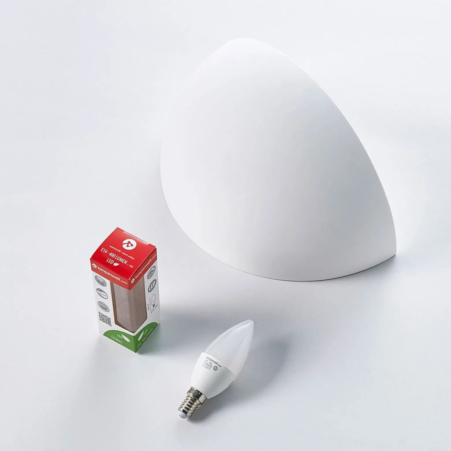 Aplique Narin de Lindby, blanco, yeso, semicircular, 28 cm