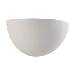 Aplique Narin de Lindby, blanco, yeso, semicircular, 28 cm