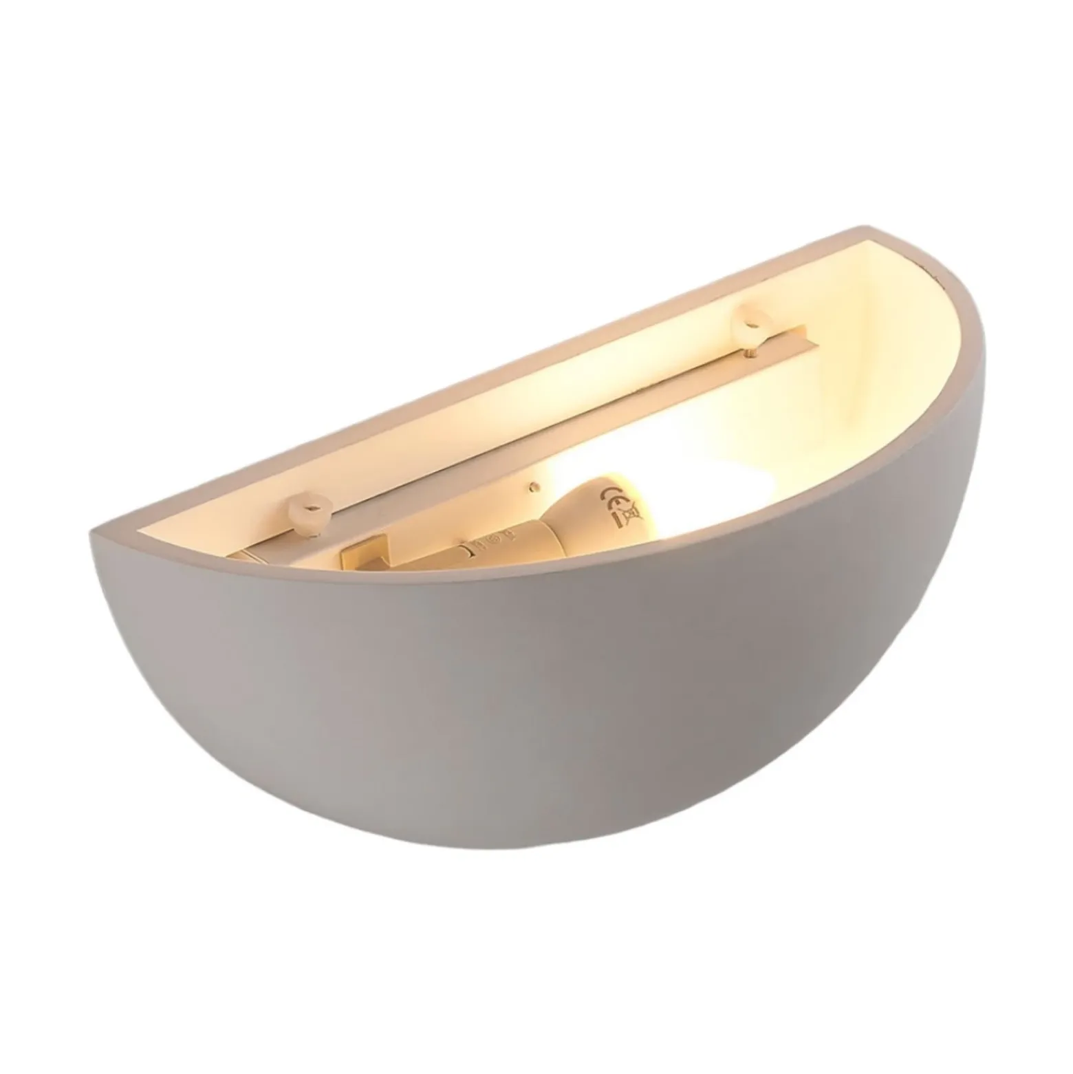 Aplique Narin de Lindby, blanco, yeso, semicircular, 28 cm