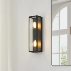 Aplique para baño Amezola, 2 luces, negro