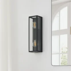 Aplique para baño Amezola, 2 luces, negro