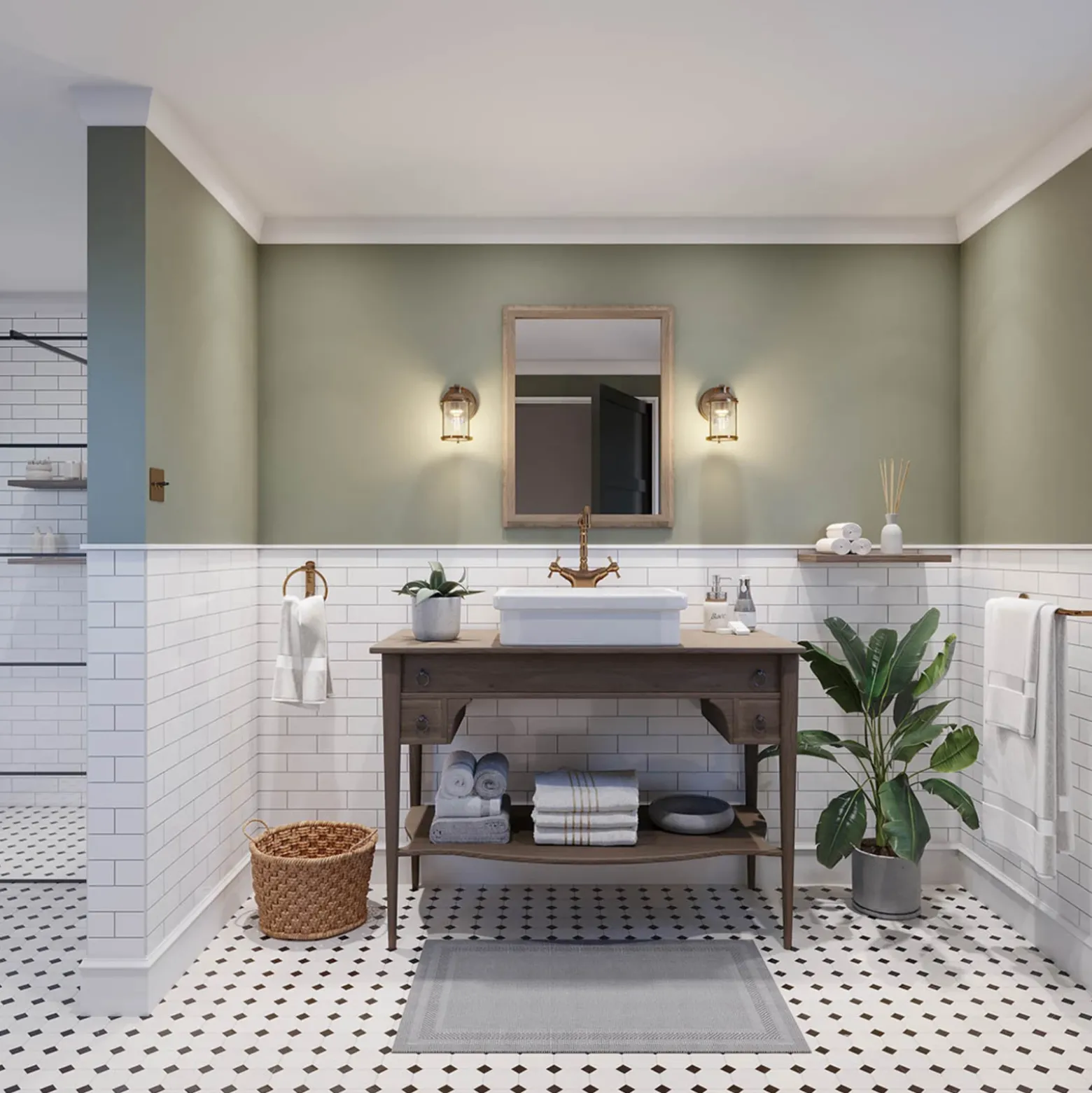 Aplique para baño Ashland Bay, 1 luz, latón, IP44