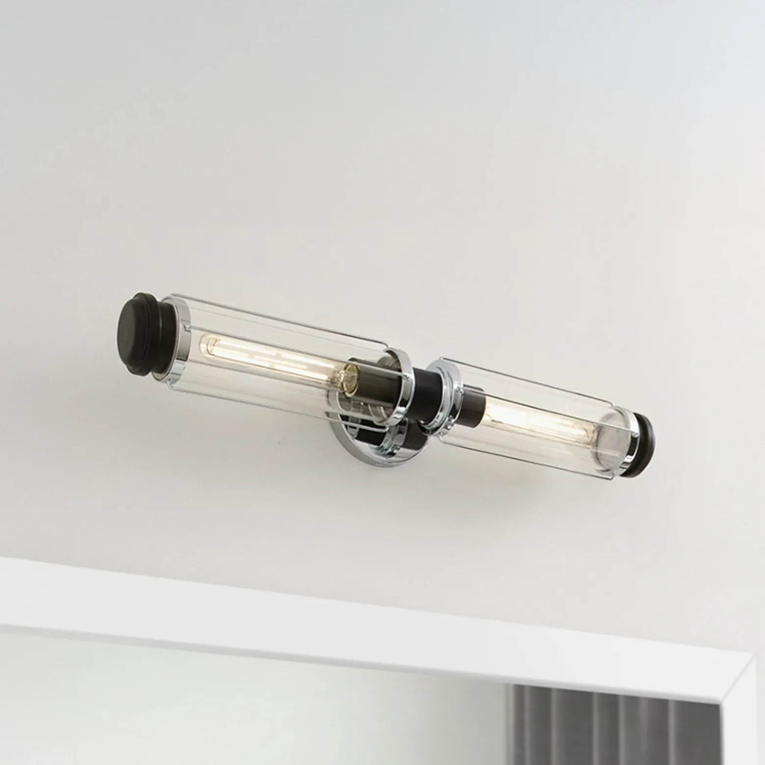 Aplique para baño, cromo, 2 luces, altura 61 cm, IP44