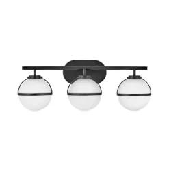 Aplique para baño Hollis negro/opalino 3 luces