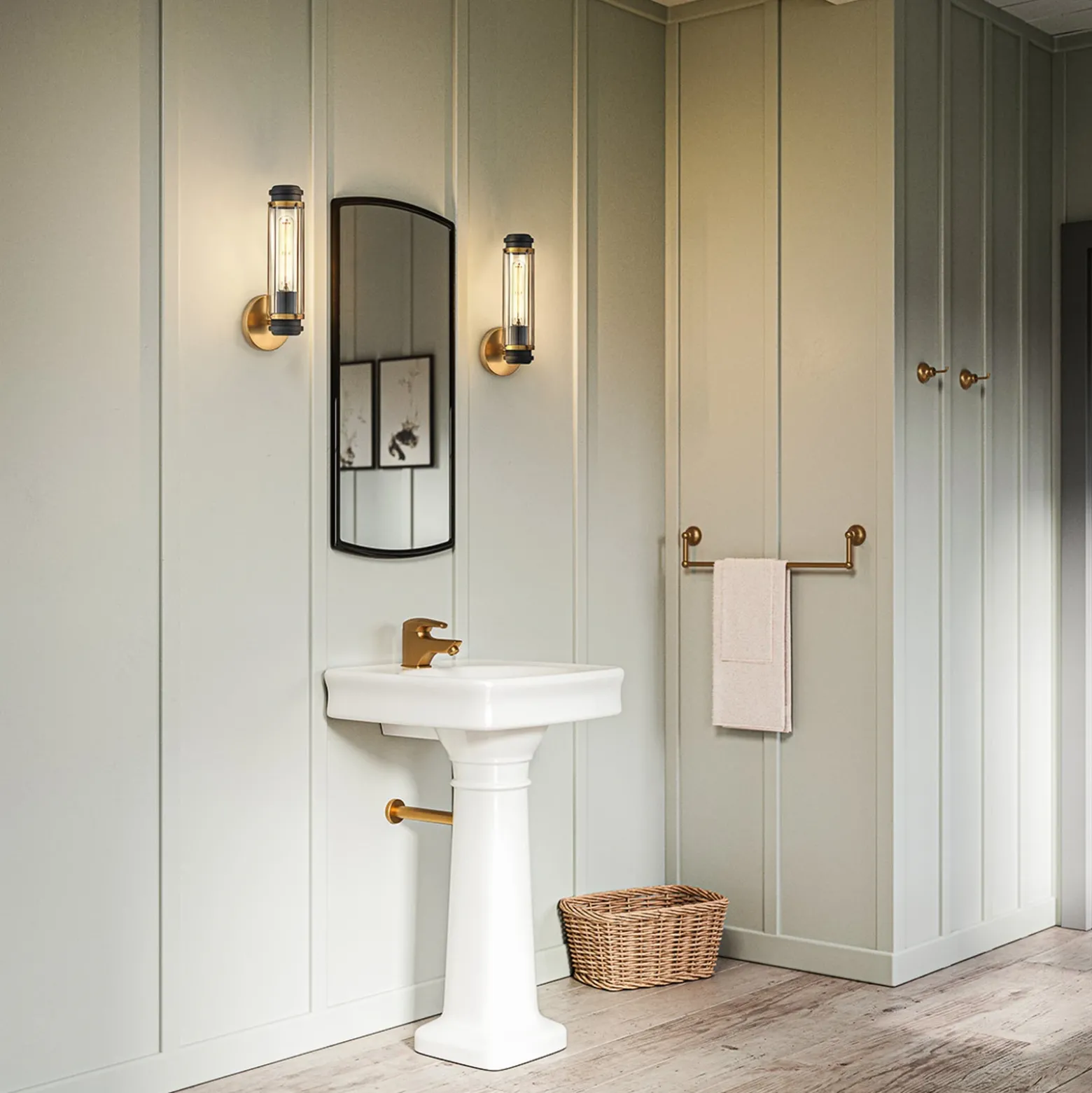 Aplique para baño, latón, 1 luz, altura 35 cm
