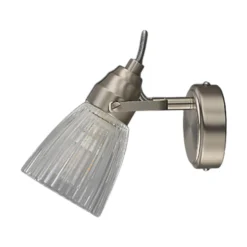 Aplique para baño Lindby Kara, 21 cm de altura, cristal, IP44, G9