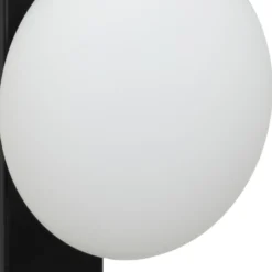 Aplique para baño Lindby Tavrik, negro/blanco, altura 30 cm, cristal