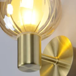 Aplique para baño Lumisphere, color crema/latón, altura 12 cm