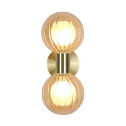 Aplique para baño Lumisphere, color crema/latón, altura 28 cm, 2 luces.