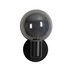 Aplique para baño Lumisphere, negro/gris humo, altura 12 cm, cristal