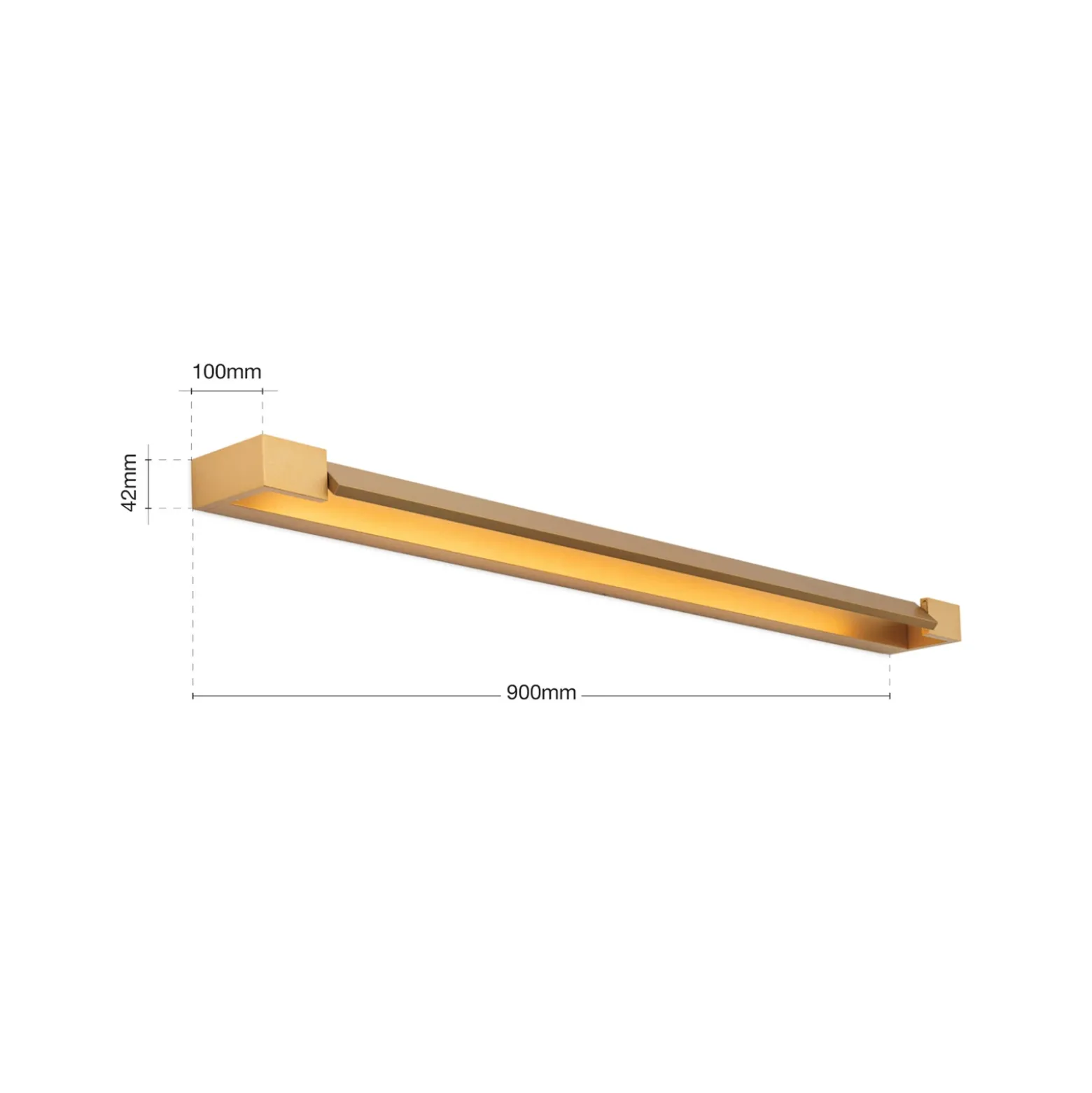 Aplique para baño Marylin LED, longitud 90 cm, dorado, aluminio