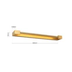 Aplique para baño Marylin LED, longitud 60 cm, dorado, aluminio