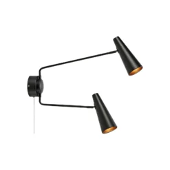 Aplique Peak, 2 luces, negro