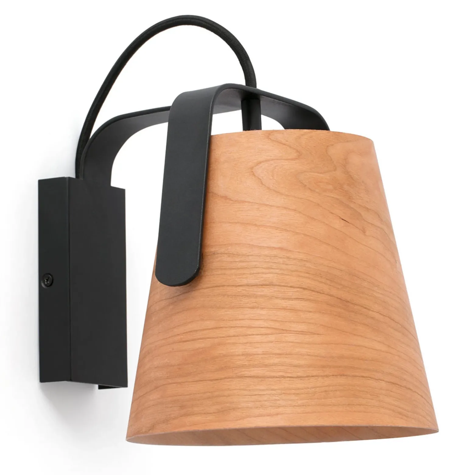 Aplique Stood con pantalla de madera de cerezo