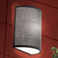 Aplique Ufo con pantalla de lino en gris