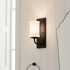 Aplique Vetivene, negro, altura 31 cm, metal, IP44, G9-LED