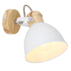 Aplique Wiho de metal, blanco/look madera, 1 luz