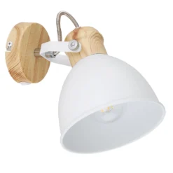Aplique Wiho de metal, blanco/look madera, 1 luz