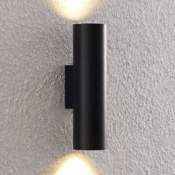 Arcchio Aplique de pared Brinja, negro, metal, arriba/abajo, GU10